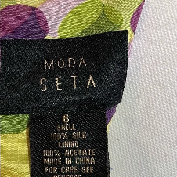 Moda Seta Geo Print Dress Sleeveless Green Purple Size 6 - Picture 4 of 9